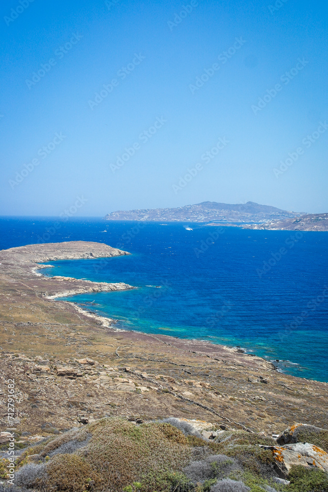View from Delos to Mykonos Island