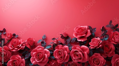 A Valentines Illustration of group of red roses  vector  banner  graphic design   with copy space