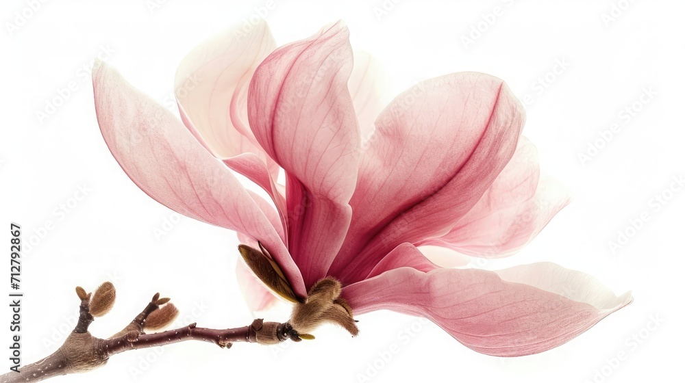 Pink magnolia flower isolated on white background with full depth of field Pink magnolia flower isolated on white background with full depth of field