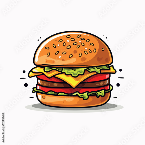 Hamburger in cartoon, doodle style. Image for t shirt. Isolated 2d vector illustration in logo, icon, sketch style, Eps 10. AI Generative