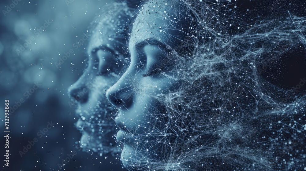 Womans Face With Lines and Dots in the Background Womans Face With Lines and Dots in the Background