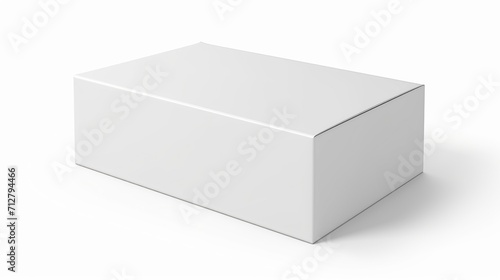 3D rendered clean white rectangular box on a white background, perfect for product mockups. Generated Ai  © DARIKA