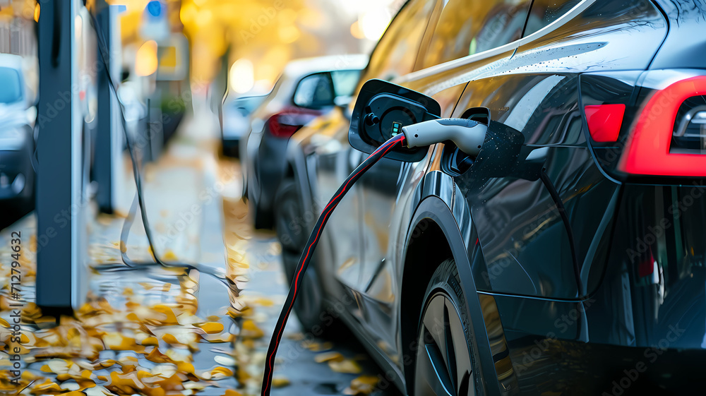 electric car charging station charging an electric car electric car charging station charging an electric car