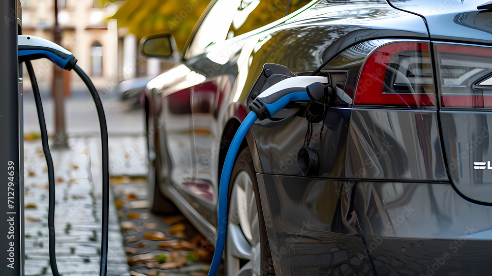 electric car charging station charging an electric car electric car charging station charging an electric car