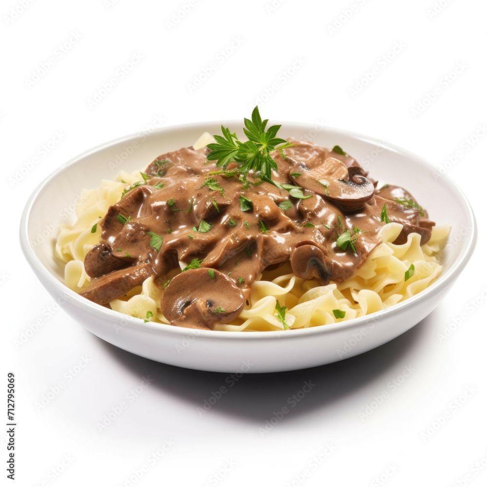Beef Stroganoff isolated on white background Beef Stroganoff isolated on white background