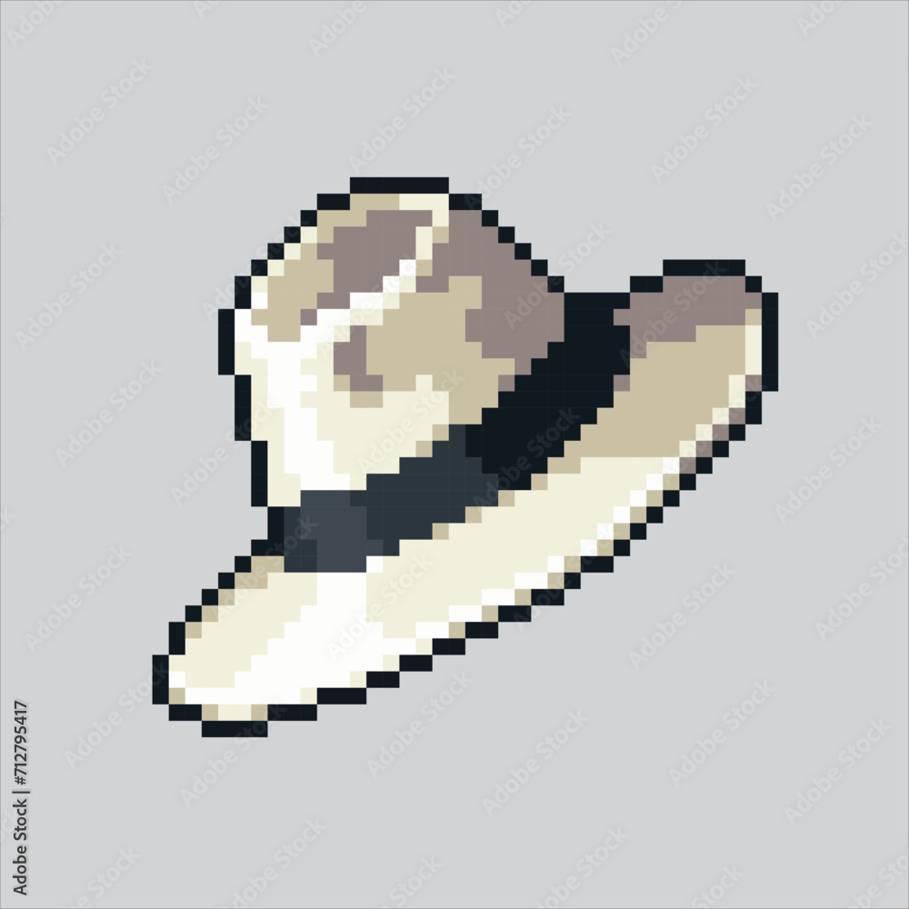 Fototapeta premium Pixel art illustration Fashion Hat. Pixelated Fashion Hat. Female Fashion Hat pixelated for the pixel art game and icon for website and video game. old school retro.