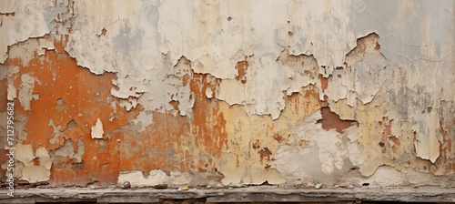 Peeling antique fresco with intricate paint layers and weathered textures, up close and captivating © Ilja
