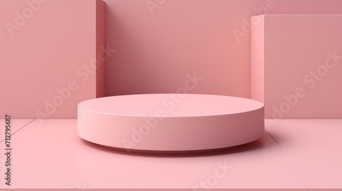 Highlight product with a podium on a vibrant pink background. Perfect for product presentations  mock-ups  showcasing cosmetic products  and creating or platform scene. Generative AI