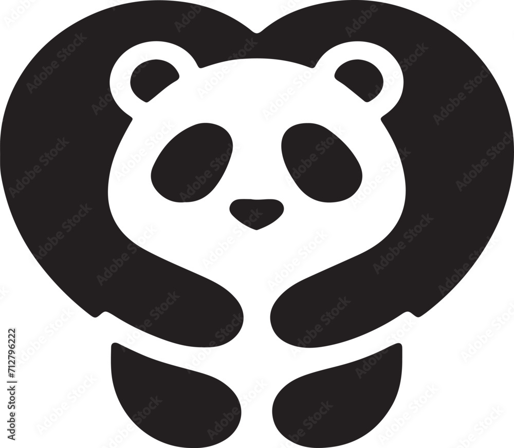 Naklejka premium panda bear with heart vector art design