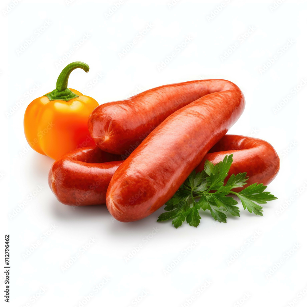 Sausage and Peppers isolated on white background Sausage and Peppers isolated on white background
