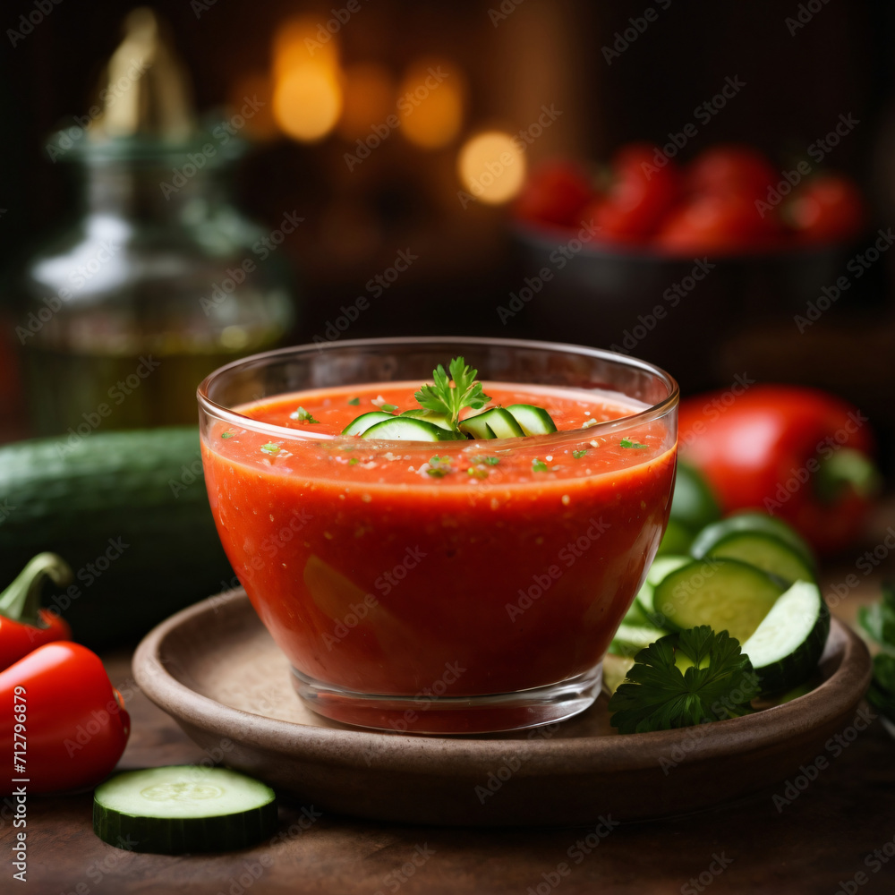 Refreshing Spanish Gazpacho - Chilled Delight with Cucumber and Red Pepper Refreshing Spanish Gazpacho - Chilled Delight with Cucumber and Red Pepper
