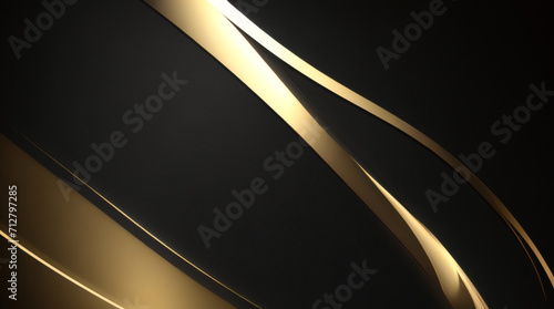 Fondo de oro negro lujoso abstracto. Vector de plantilla de banner oscuro moderno con patrones de formas geométricas. Diseño gráfico digital futurista. photo