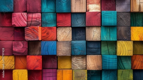 Vibrant Multicolored Wooden Wall Displaying a Variety of Colors