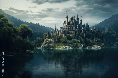 A mystical lake with a castle in the background, with a magical atmosphere © Michael Böhm