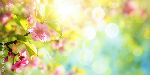 Spring Background with Cherry Blossoms and Copyspace