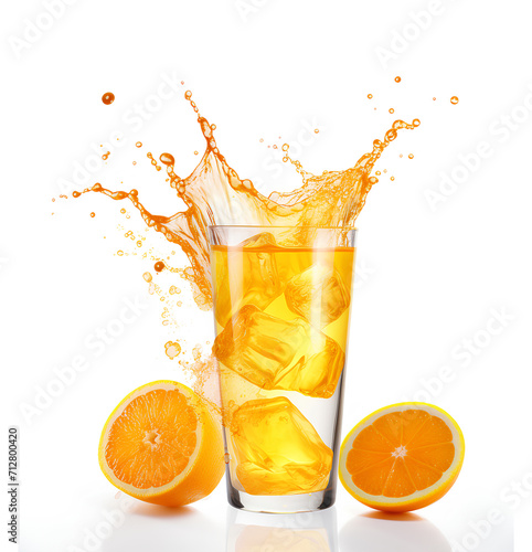 orange juice splash isolated on a white background.