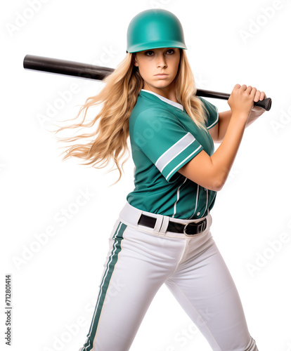 woman softball batter ready to swing her bat