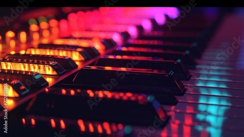 A medley of chromatic patterns being played on a synthesizer each key producing a unique and vibrant melody resulting in a colorful and harmonious audiovisual experience