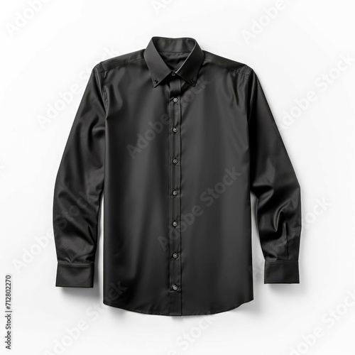 Black Button-Down Shirt isolated on white background