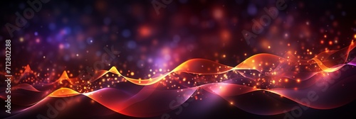 Dynamic wave of bright particles abstract sound and music visualization background