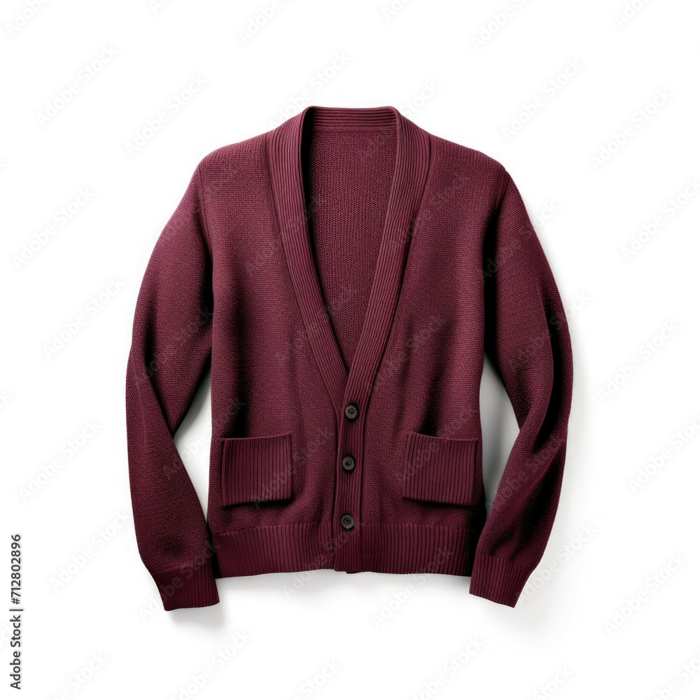 Fototapeta premium Bordeaux Cardigan isolated on white background