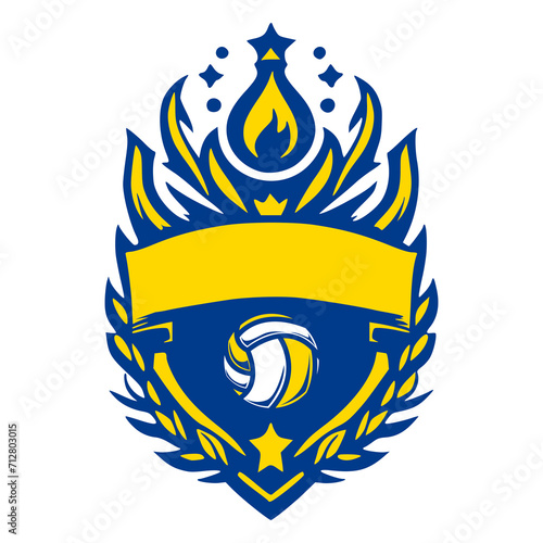 Volleyball logo emblem with fire vector