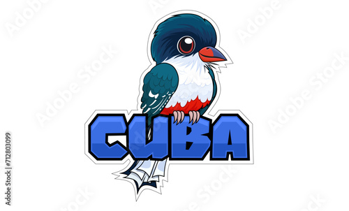 Vector sticker with Cuban trogon
