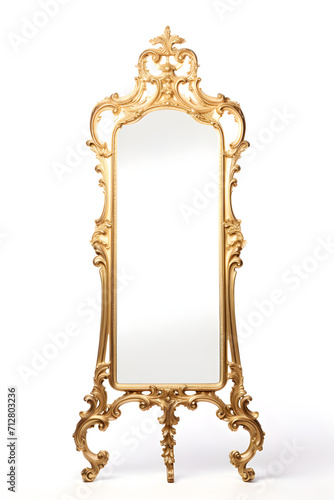 Vintage Gold Leaf Dressing Mirror Capturing Chic Bedroom Interior