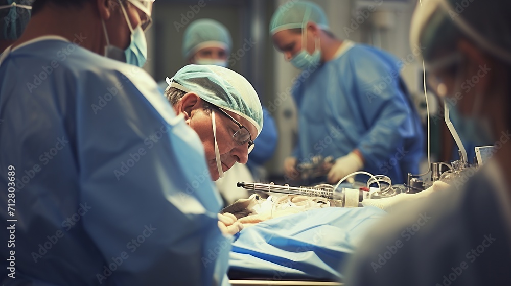 Skilled surgeon expertly performing a complex operation in a state of the art operating room