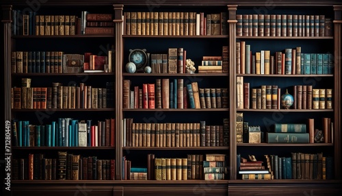A vibrant collection of bookshelves displaying the shelf of intellectual knowledge photo