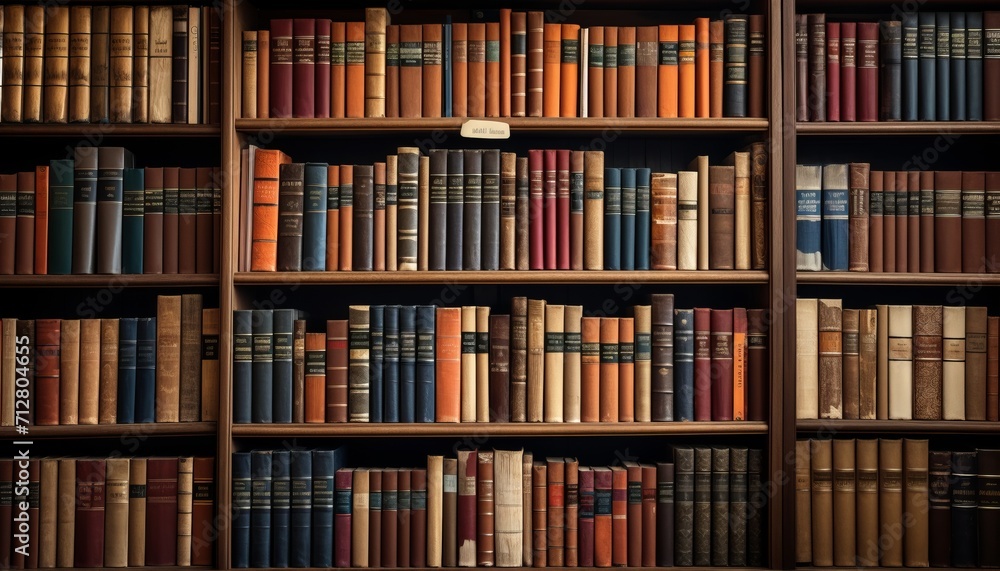 Vibrant bookshelves displaying a diverse collection of intellectual knowledge and wisdom Vibrant bookshelves displaying a diverse collection of intellectual knowledge and wisdom
