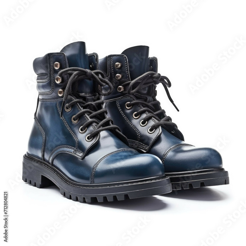 Navy Blue Boots isolated on white background