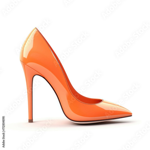 Orange High Heels isolated on white background