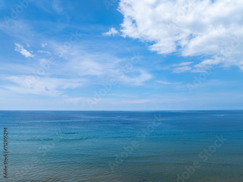 Tropical sea beach landscape blue sky white clouds background Summer sea landscape background