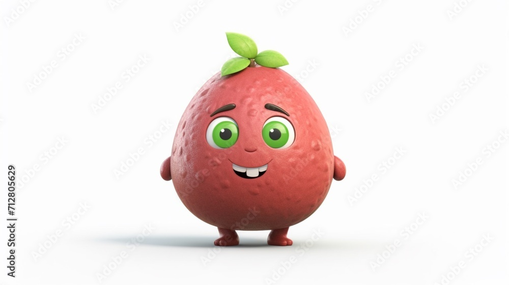Fototapeta premium A cute cartoon guava fruits character Ai Generative