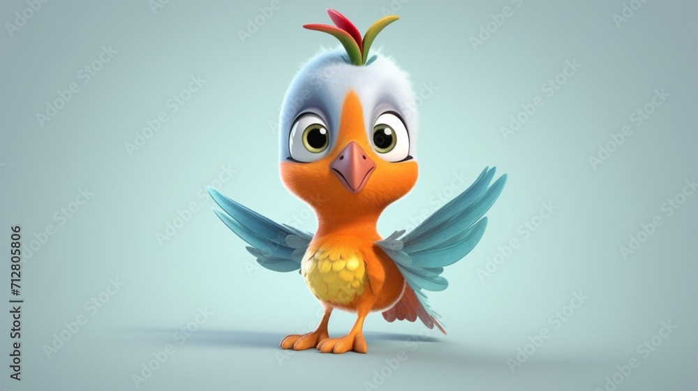 A cute cartoon humming bird character Ai Generative A cute cartoon humming bird character Ai Generative