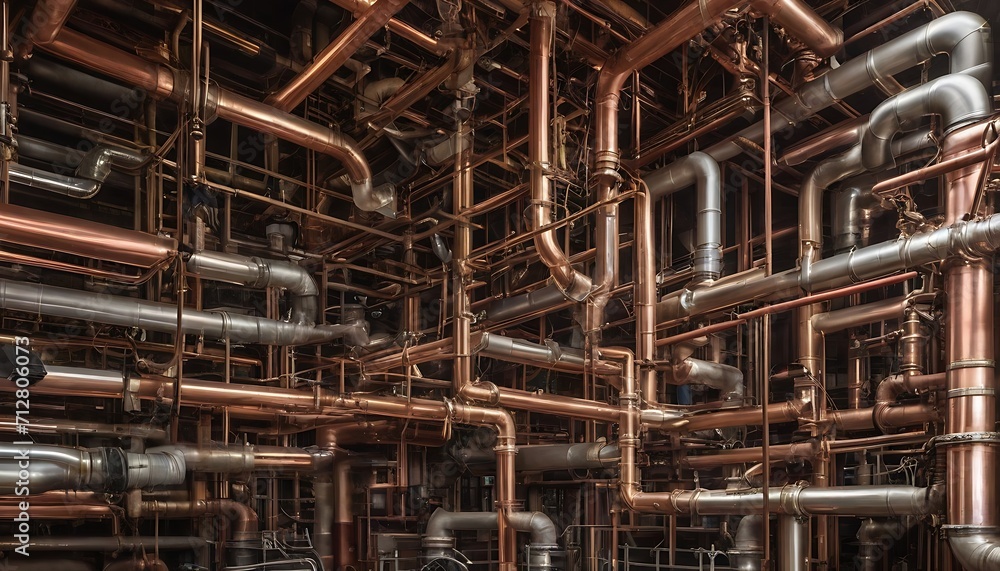 Intricate cooper pipes system Intricate cooper pipes system