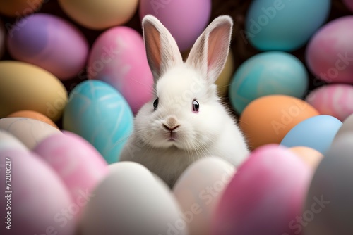 Wallpaper Mural An adorable rabbit surrounded by a spectrum of Easter eggs Torontodigital.ca