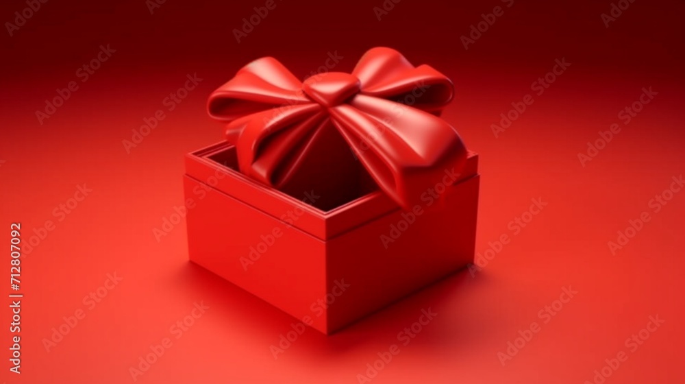 Obraz premium All red opening gift box blank opened present box with Ai Generative