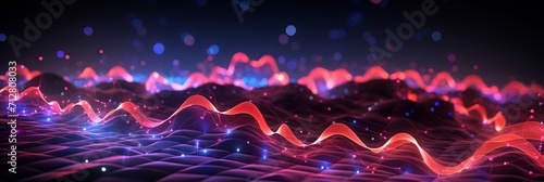 Vibrant sound and music visualization with dynamic wave of particles and captivating movement. photo