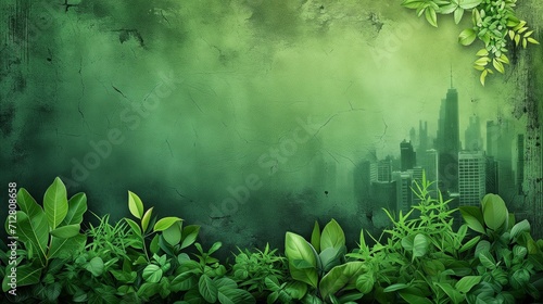 Cityscape in metropolis city center City of green community and fresh air banner background