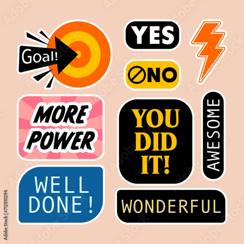 Well done, awesome, stickers collection