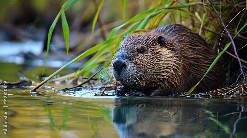 European beaver (Myocastor coypus) in the river European beaver (Myocastor coypus) in the river