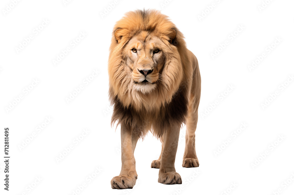Lion panthera leo standing, isolated on white background Lion panthera leo standing, isolated on white background