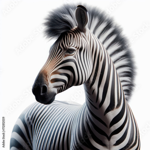 Zebra  African equines with distinctive black-and-White striped coats  Cebra  isolated White background.