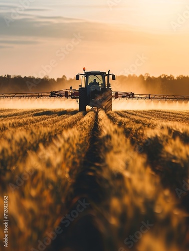 Tractor sulfating field. photo