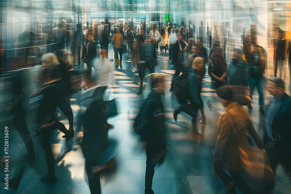 A high-key image of a bustling scene at a business networking conference