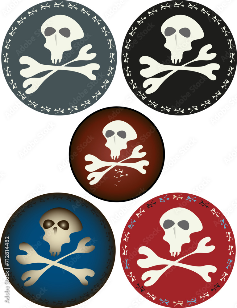 Round images with a skull and crossbones symbol Round images with a skull and crossbones symbol