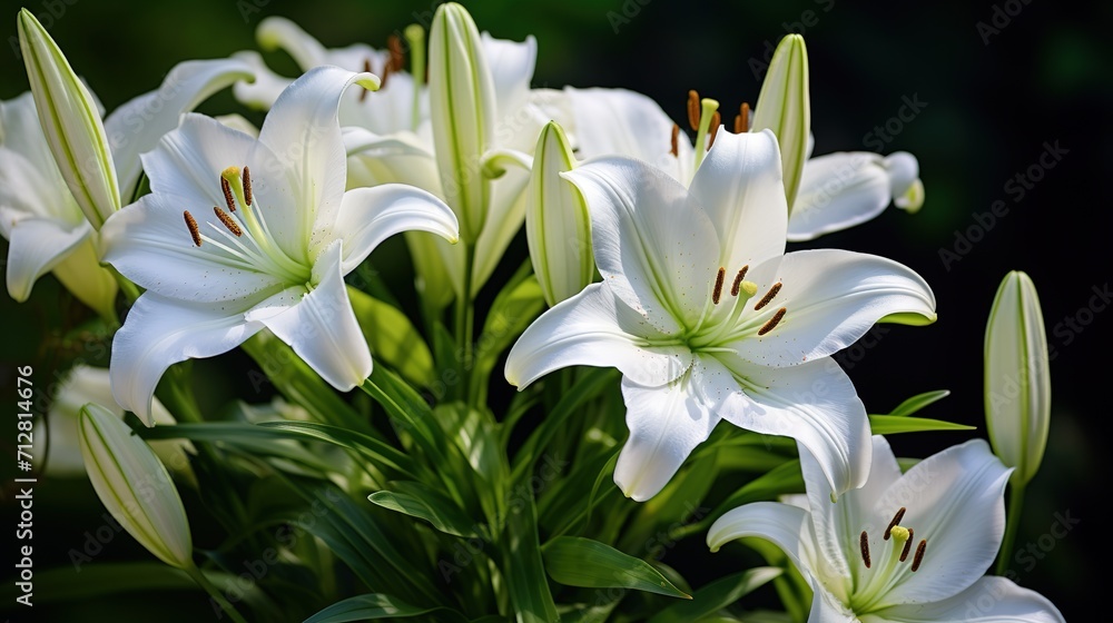 white pion flowers in the garden with green , generative ai white pion flowers in the garden with green , generative ai