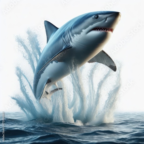 great White shark, Carcharodon carcharias, Lamnidae, gran tiburón blanco, Большая белая акула, isolated White background.
